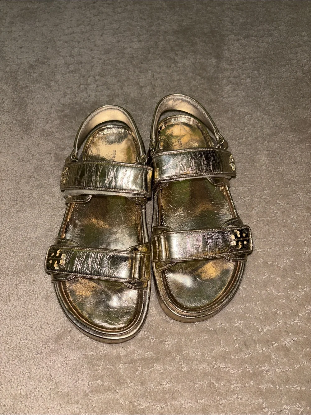 Tory Burch Metallic Gold Kira Sport Sandals